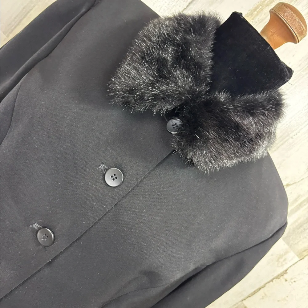 Amanda Smith Black Fur-Trimmed‎ Blazer